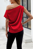 Plain Silky One Shoulder Blouse