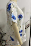 Printed Side Buttoned Short Sleeves Blouse