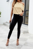 Plain Silky One Shoulder Blouse