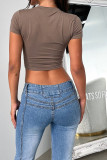 Plain Crew Neck Crop Top