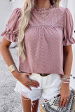Plain Eyelet Frilled Collar Blouse