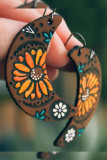 Bohemia Moon Shape Floral Earrings