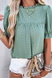 Plain Eyelet Frilled Collar Blouse