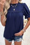 Plain Eyelet Frilled Collar Blouse