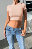 Plain Crew Neck Crop Top