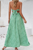 Halter Neck Floral Printed Split Dress
