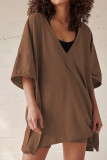 V Neck Plain Two Pieces Short Set