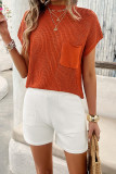 Plain Knitting Pocket Top and Shorts Set
