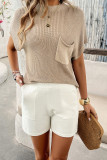 Plain Knitting Pocket Top and Shorts Set