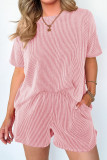 Ribbed Knitting 2PCS Shorts Set