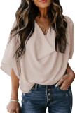 Plain Swing Collar Short Sleeves Blouse