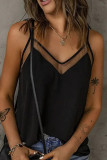 Plain V Neck Mesh Splicing Tank Top