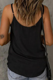 Plain V Neck Mesh Splicing Tank Top