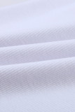 Solid White Round Neck Ribbed Tank Top