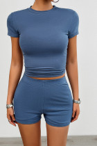 Plain 2PCS Top and Short Set