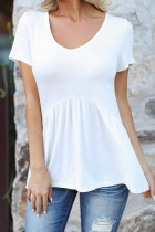 Plain Crew Neck Jersey Babydoll Top
