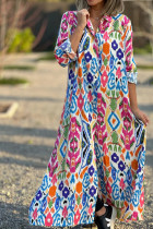 Printed Long Maxi Shirt Dress