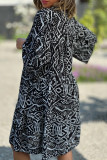 V Neck Flare SLeeves Printed Dress
