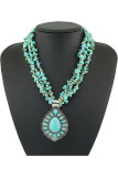 Turquoise Multilayer Stones Necklace MOQ 5pcs