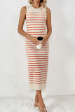 Stripe Knit Sleeveless Maxi Dress
