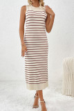 Stripe Knit Sleeveless Maxi Dress