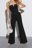 Black Denim One Piece Jumpsuit