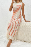 Stripe Knit Sleeveless Maxi Dress