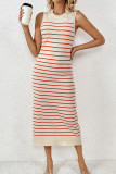 Stripe Knit Sleeveless Maxi Dress