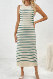 Stripe Knit Sleeveless Maxi Dress