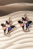 USA Flag Print Western Bull Shape Earrings MOQ 5pcs