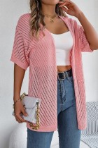 Eyelet Knitting Front Open Cardigan