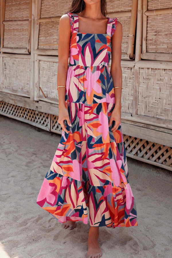 Printed Square Neck Maxi Dress