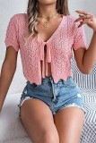 Eyelet Knitting Front Open Top