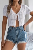 Eyelet Knitting Front Open Top
