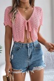 Eyelet Knitting Front Open Top