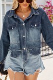 BLue Denim Raw Hem Short Jacket Top