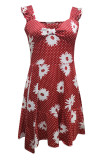 Open Bust Flutter Sleeves Floral Dress