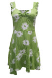 Open Bust Flutter Sleeves Floral Dress