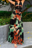 Tie Dye Multiway Plunge V Halter Maxi Dress