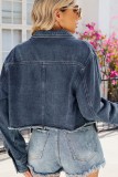BLue Denim Raw Hem Short Jacket Top
