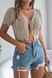 Eyelet Knitting Front Open Top