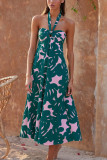 Halter Neck Printed Maxi Dress