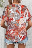 Paisley Floral Print V Neck Blouse