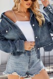 BLue Denim Raw Hem Short Jacket Top