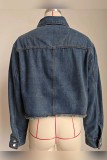 BLue Denim Raw Hem Short Jacket Top