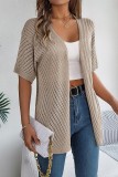 Eyelet Knitting Front Open Cardigan