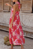 Halter Neck Printed Maxi Dress