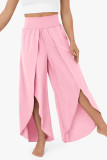 Plain High Split Wide Leg Pants