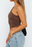 One Shoulder Smocked Plain Top
