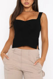 Plain Smocked Sleeveless Top